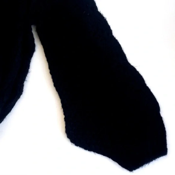 Black Chunky Cable Chunky Knit Long Sleeve Cropped Sweater S (Silverflint) - Picture 3 of 10